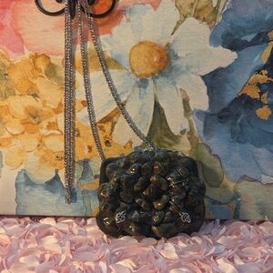 Brighton Olive Green Patent Leather Rose Floral Coin Crossbody Mini Bag